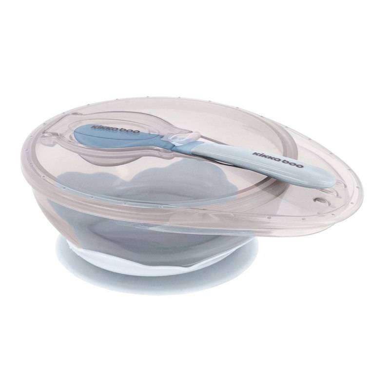 ظرف غذا چسبان با قاشق کیکابو kikkaboo آبی