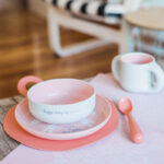 بشفاب ست غذاخوری پنج تکه طرح گربه سواوینکس Suavinex صورتی