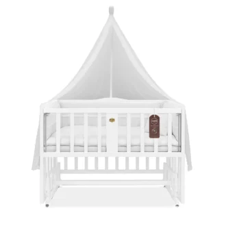 تخت کنار مادر چوبی سلیکا وود Solika wood مدل ساینا 90رنگ سفید با سرویس خواب سفید