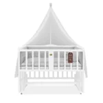 تخت کنار مادر چوبی سلیکا وود Solika wood مدل ساینا 90رنگ سفید با سرویس خواب طوسی