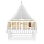 تخت کنار مادر چوبی سلیکا وود Solika wood مدل ساینا 90رنگ سفید با سرویس خواب کرم