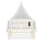 تخت کنار مادر چوبی سلیکا وود Solika wood مدل ساینا 90رنگ کرم با سرویس خواب سفید