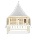 تخت کنار مادر چوبی سلیکا وود Solika wood مدل ساینا 90رنگ کرم با سرویس خواب کرم