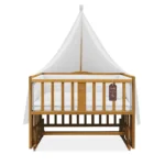 تخت کنار مادر چوبی سلیکا وود Solika wood مدل ساینا 90رنگ تیک با سرویس خواب سفید