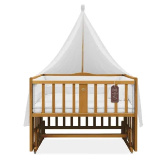 تخت کنار مادر چوبی سلیکا وود Solika wood مدل ساینا 90رنگ تیک با سرویس خواب سفید