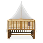 تخت کنار مادر چوبی سلیکا وود Solika wood مدل ساینا 90رنگ تیک با سرویس خواب کرم