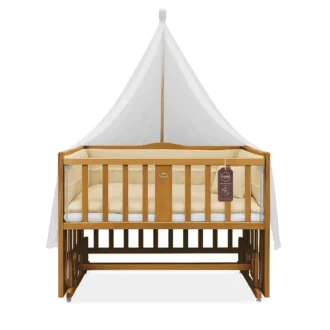 تخت کنار مادر چوبی سلیکا وود Solika wood مدل ساینا 90رنگ تیک با سرویس خواب کرم