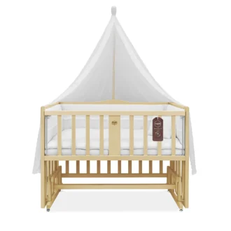 تخت کنار مادر چوبی سلیکا وود Solika wood مدل ساینا 90رنگ چوب با سرویس خواب سفید