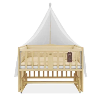 تخت کنار مادر چوبی سلیکا وود Solika wood مدل ساینا 90رنگ چوب با سرویس خواب کرم