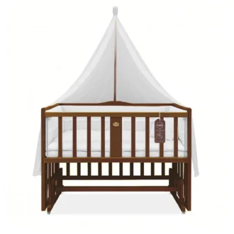 تخت کنار مادر چوبی سلیکا وود Solika wood مدل ساینا 90رنگ فندقی با سرویس خواب سفید