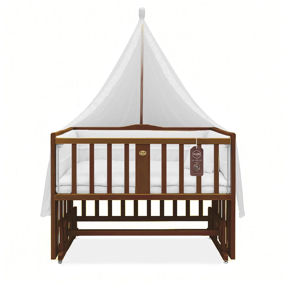 تخت کنار مادر چوبی سلیکا وود Solika wood مدل ساینا 90رنگ فندقی با سرویس خواب سفید