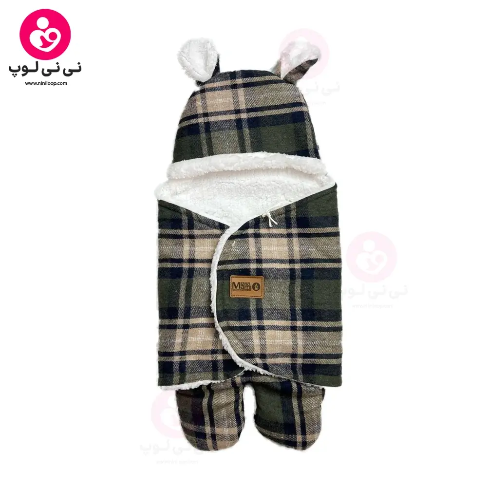 قنداق فرنگی پیچازی از برند momiland مدل باربری سبز کرم