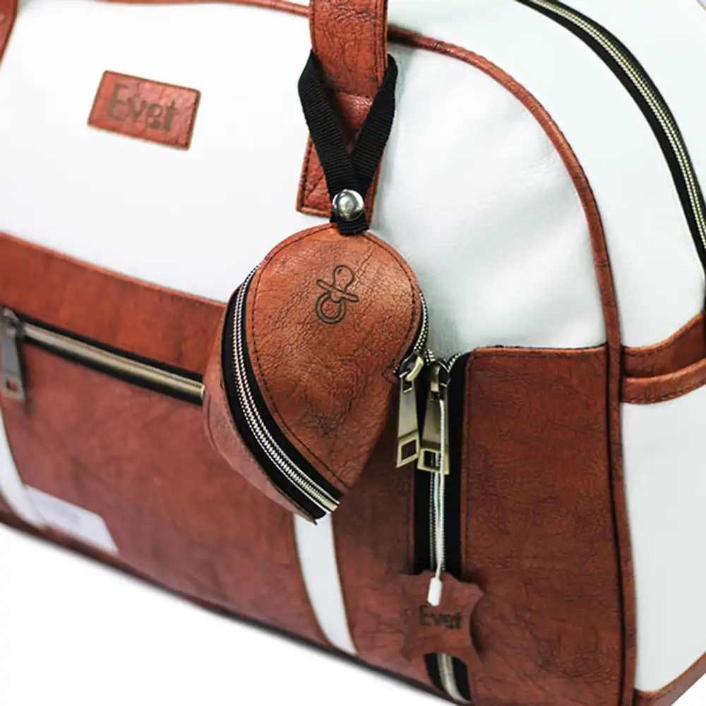 ساک لوازم نوزاد اوت evet مدل وینا رنگ قهوه‌ای سفید