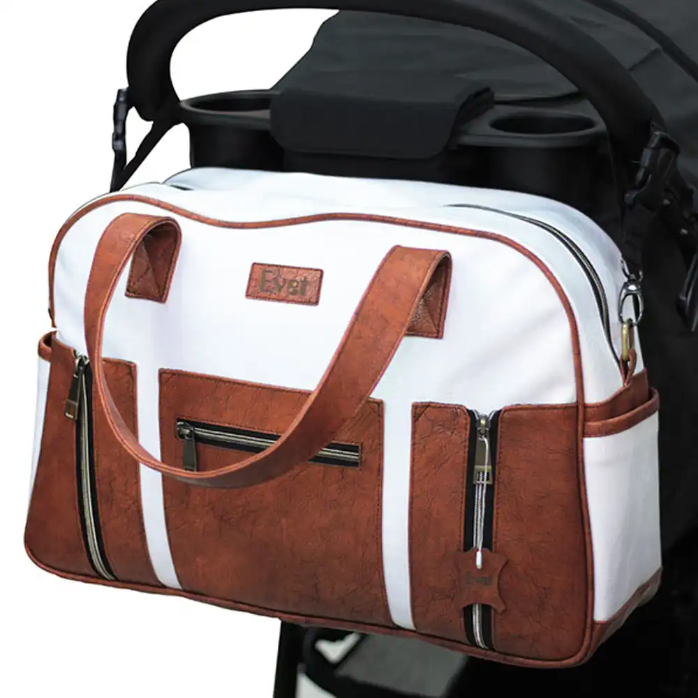 ساک لوازم نوزاد اوت evet مدل وینا رنگ قهوه‌ای سفید