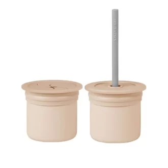 لیوان نی دار و اسنک خوری سیلیکونی مینیک اوی اوی Minikoioi رنگ کرم