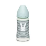 شیشه شیر سری گرد 270 میل سواوینکس Suavinex طرح خرگوش راه راه رنگ سبز