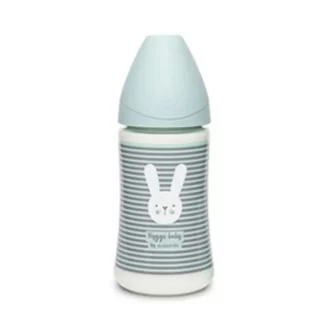 شیشه شیر سری گرد 270 میل سواوینکس Suavinex طرح خرگوش راه راه رنگ سبز