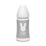 شیشه شیر سری گرد 270 میل سواوینکس Suavinex طرح خرگوش راه راه رنگ سفید