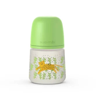 شیشه شیر سری پهن 150 میل سواوینکس Suavinex طرح حیوانات رنگ سبز