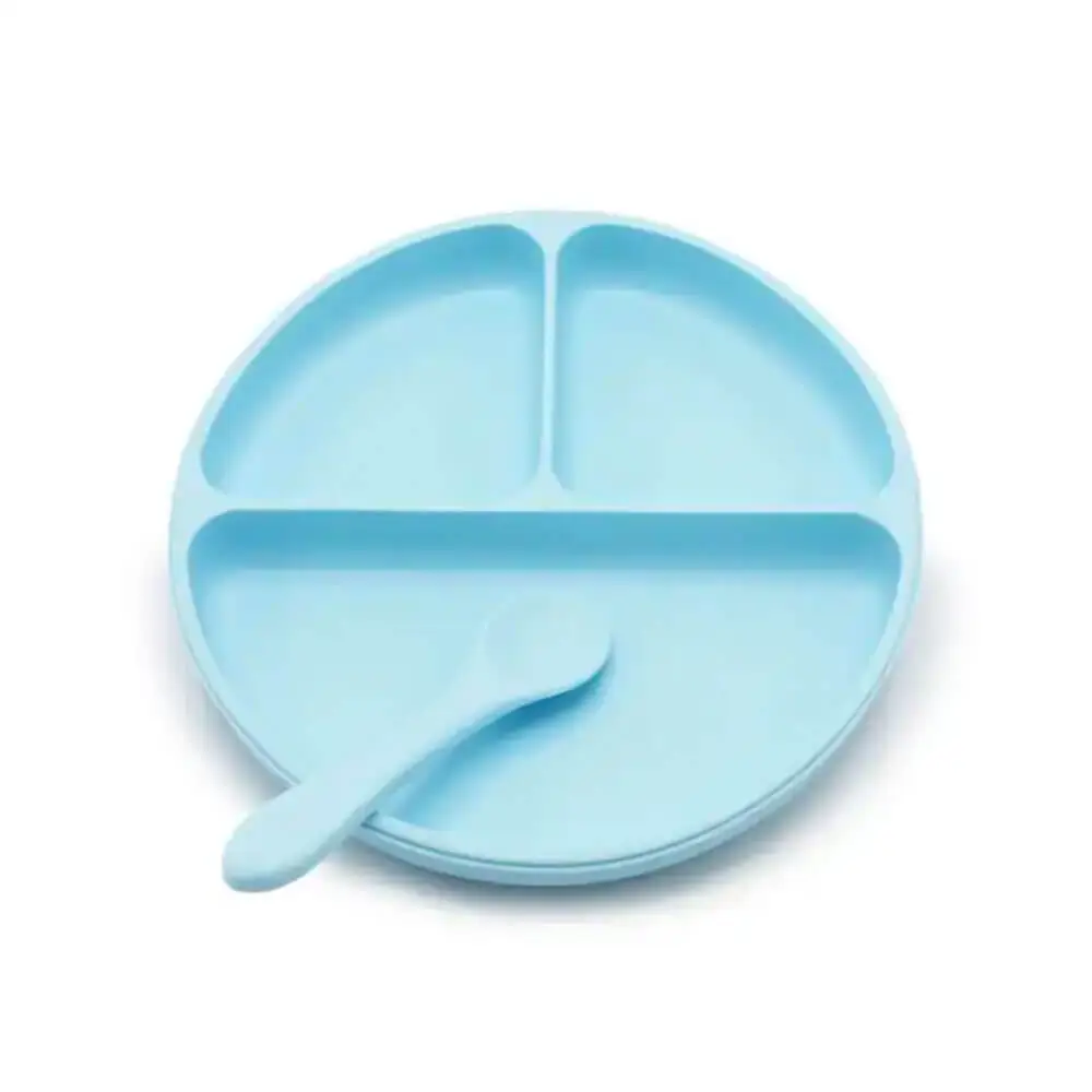 ست بشقاب تقسیم بندی و قاشق سیلیکونی اودوکس Odox رنگ آبی