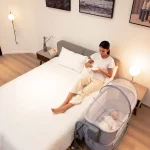 گهواره و تخت کنار مادر برقی هیپ Hipp مدل 3in1 رنگ طوسی