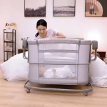 گهواره و تخت کنار مادر برقی هیپ Hipp مدل 3in1 رنگ طوسی
