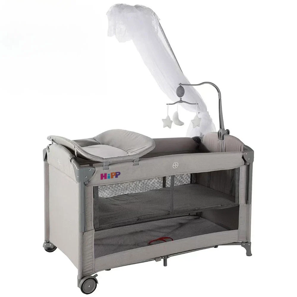 تخت و پارک نوزاد هیپ Hipp مدل T702L رنگ طوسی