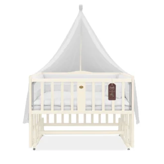 تخت کنار مادر چوبی سلیکا وود Solika wood مدل ساینا 105 رنگ کرم با سرویس خواب سفید