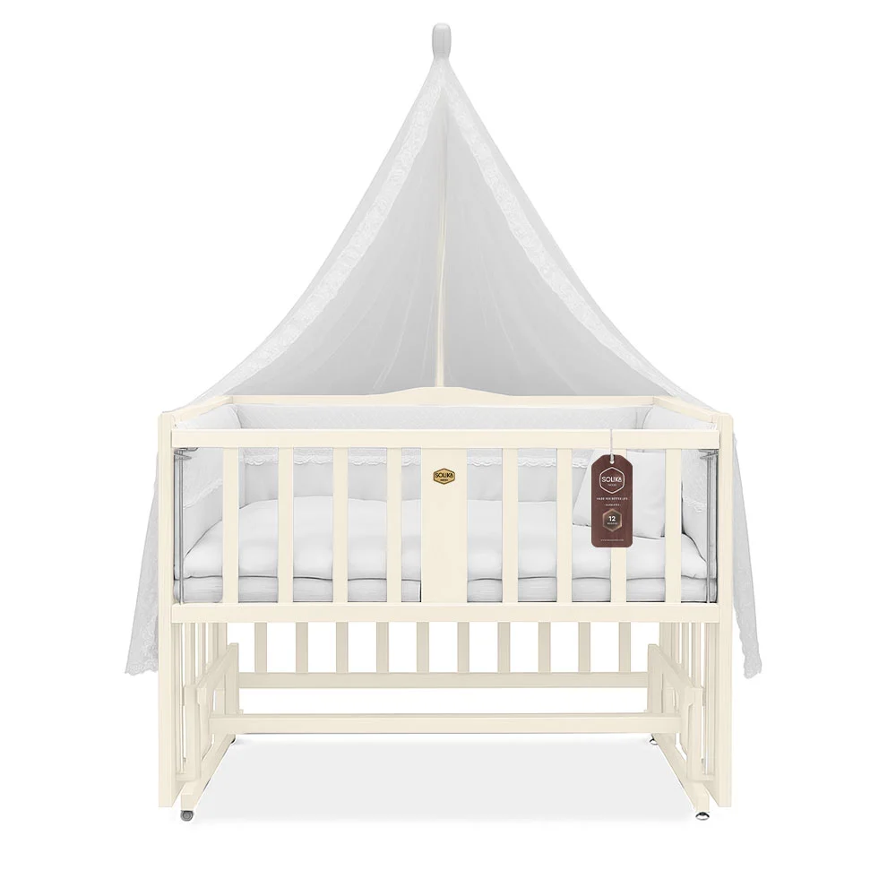 تخت کنار مادر چوبی سلیکا وود Solika wood مدل ساینا 105 رنگ کرم با سرویس خواب سفید