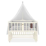 تخت کنار مادر چوبی سلیکا وود Solika wood مدل ساینا 105 رنگ کرم با سرویس خواب طوسی