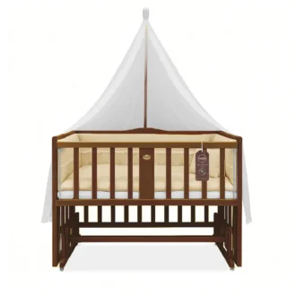 تخت کنار مادر چوبی سلیکا وود Solika wood مدل ساینا 105 رنگ فندقی با سرویس خواب کرم