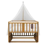 تخت کنار مادر چوبی سلیکا وود Solika wood مدل ساینا 120 رنگ تیک با سرویس خواب سفید