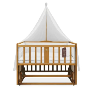 تخت کنار مادر چوبی سلیکا وود Solika wood مدل ساینا 120 رنگ تیک با سرویس خواب سفید