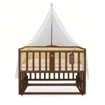 تخت کنار مادر چوبی سلیکا وود Solika wood مدل ساینا 120 رنگ فندقی با سرویس خواب کرم