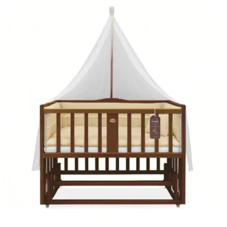 تخت کنار مادر چوبی سلیکا وود Solika wood مدل ساینا 120 رنگ فندقی با سرویس خواب کرم