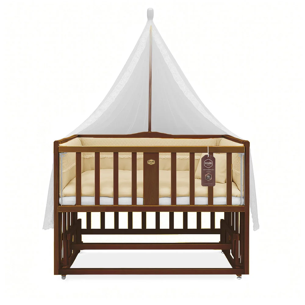 تخت کنار مادر چوبی سلیکا وود Solika wood مدل ساینا 120 رنگ فندقی با سرویس خواب کرم