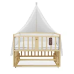 تخت کنار مادر چوبی سلیکا وود Solika wood مدل ساینا 120 رنگ چوب با سرویس خواب سفید