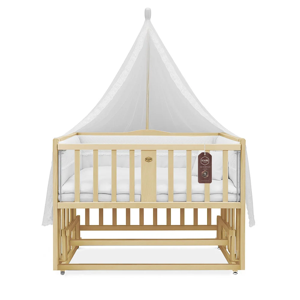 تخت کنار مادر چوبی سلیکا وود Solika wood مدل ساینا 120 رنگ چوب با سرویس خواب سفید