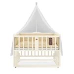 تخت کنار مادر چوبی سلیکا وود Solika wood مدل ساینا 120 رنگ کرم با سرویس خواب کرم