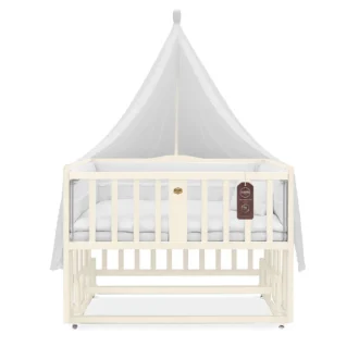 تخت کنار مادر چوبی سلیکا وود Solika wood مدل ساینا 120 رنگ کرم با سرویس خواب سفید