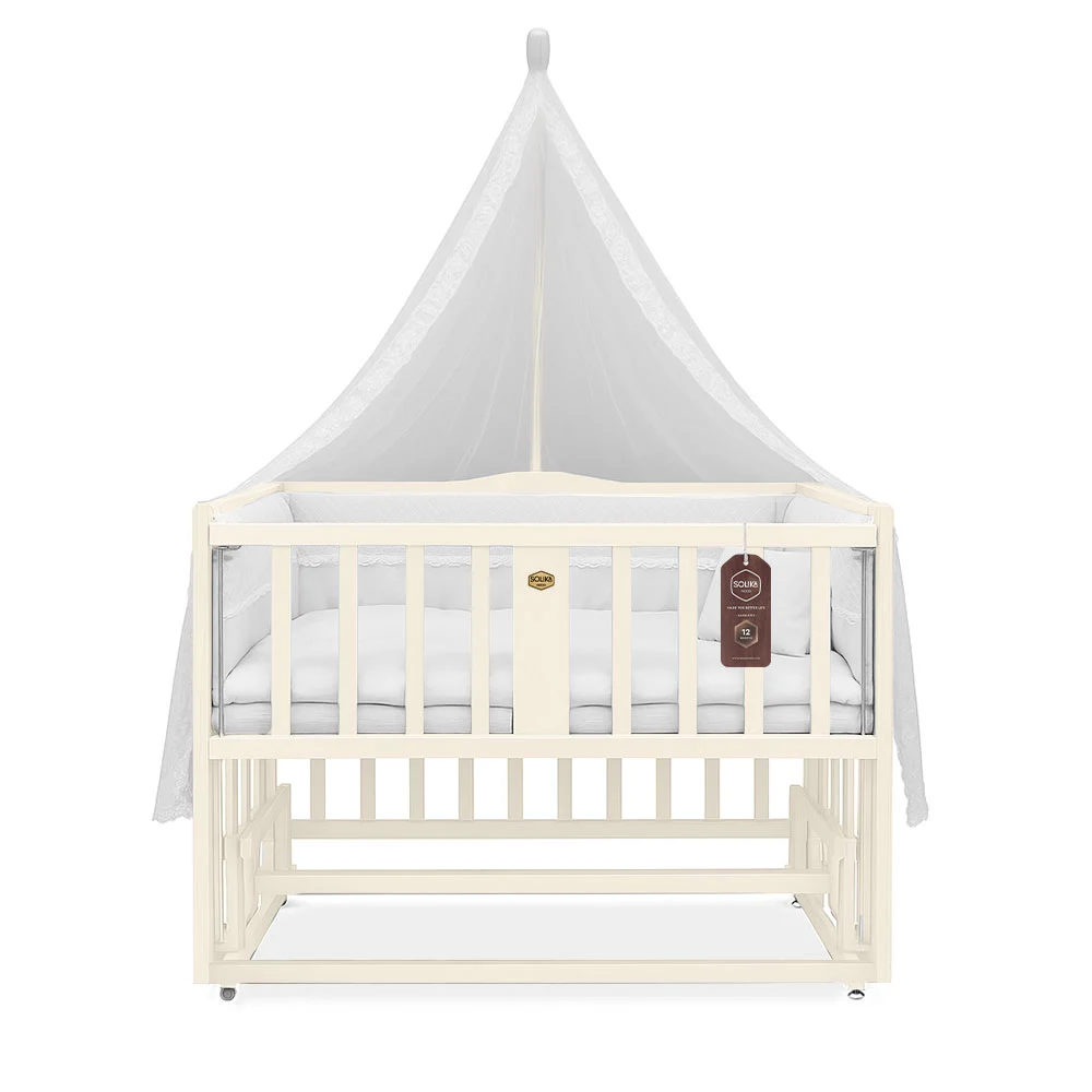 تخت کنار مادر چوبی سلیکا وود Solika wood مدل ساینا 120 رنگ کرم با سرویس خواب سفید