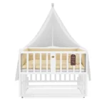 تخت کنار مادر چوبی سلیکا وود Solika wood مدل ساینا 120 رنگ سفید با سرویس خواب کرم