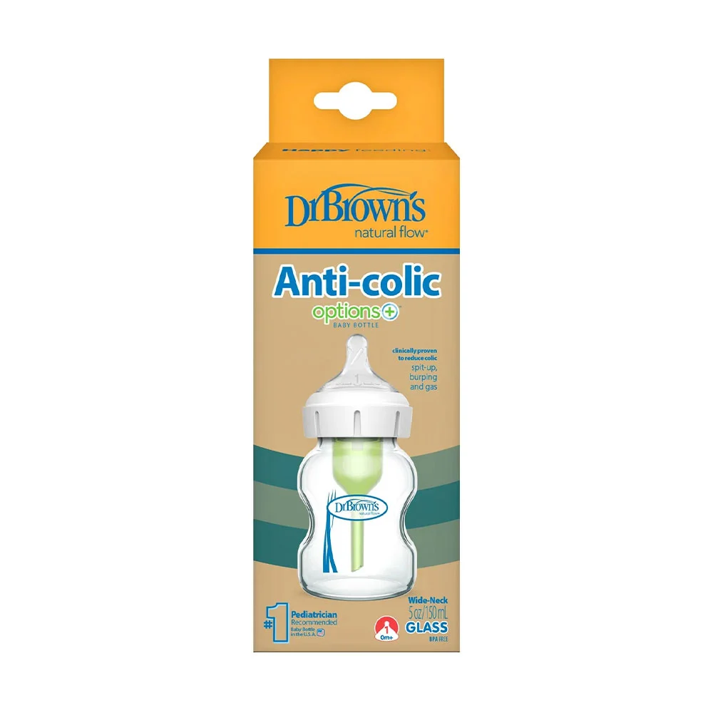 شیشه شیر پیرکس 150 میل پهن آپشن پلاس دکتر براون Dr Browns