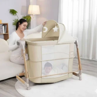 گهواره و تخت کنار مادر برقی کول بیبی Cool Baby مدل 5in1 رنگ کرم