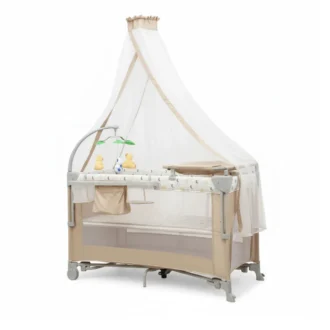 تخت و پارک نوزاد کول بیبی Cool Baby مدل KDD-P916202 رنگ کرم