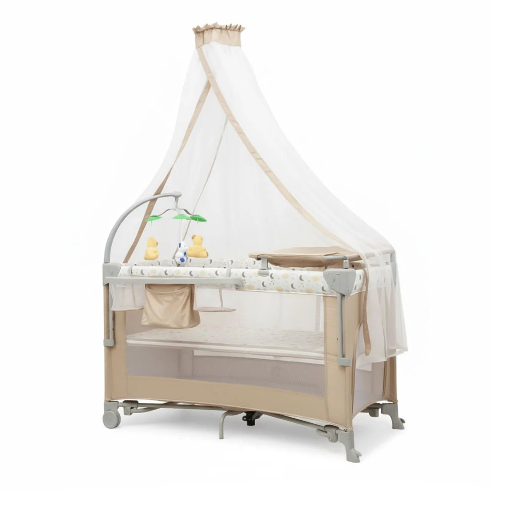تخت و پارک نوزاد کول بیبی Cool Baby مدل KDD-P916202 رنگ کرم