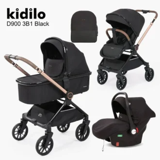 سرویس کالسکه رو به مادر شو کیدیلو Kidilo مدل D900 3B1 رنگ مشکی